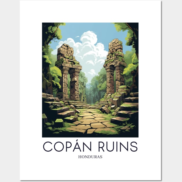 A Pop Art Travel Print of the Copán Ruins - Honduras Wall Art by Studio Red Koala